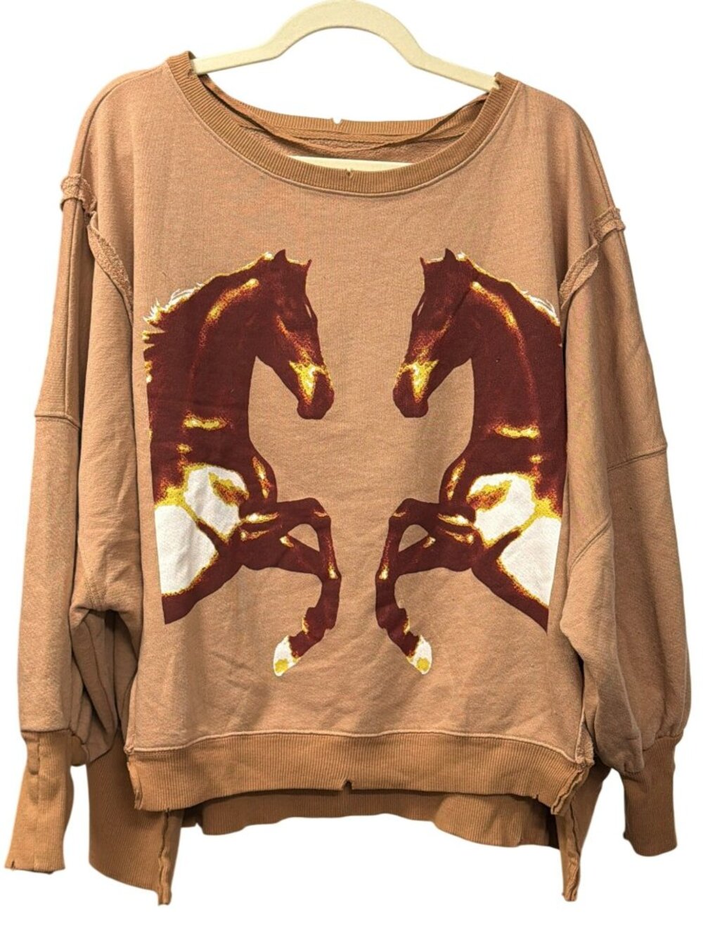 New Free People Mirrored Horses Graphic Camden Pullover Small - Picture 3 of 6